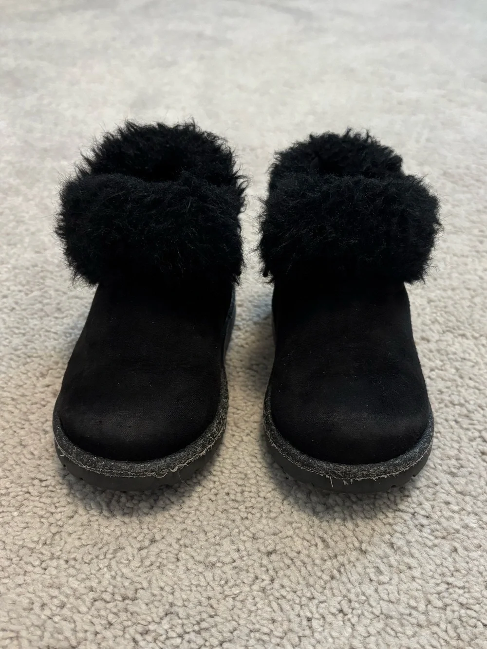 Harper Canyon Black Faux Fur Cuff Slip-On Girls Boots